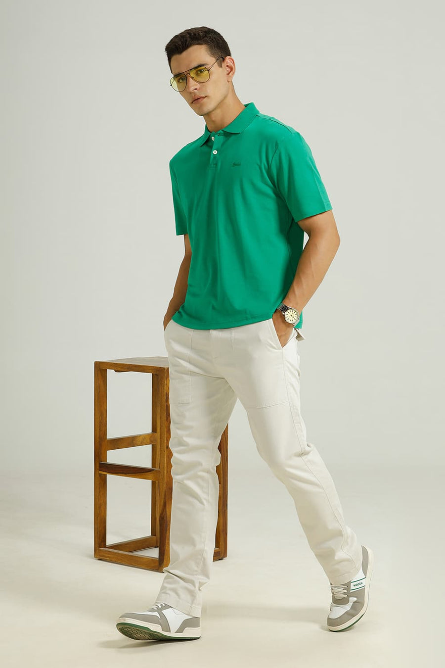 BASICS RELAXED FIT AMAZON COTTON POLO T-SHIRT