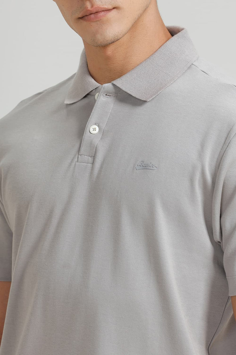 BASICS RELAXED FIT ULTIMATE GREY COTTON POLO T-SHIRT