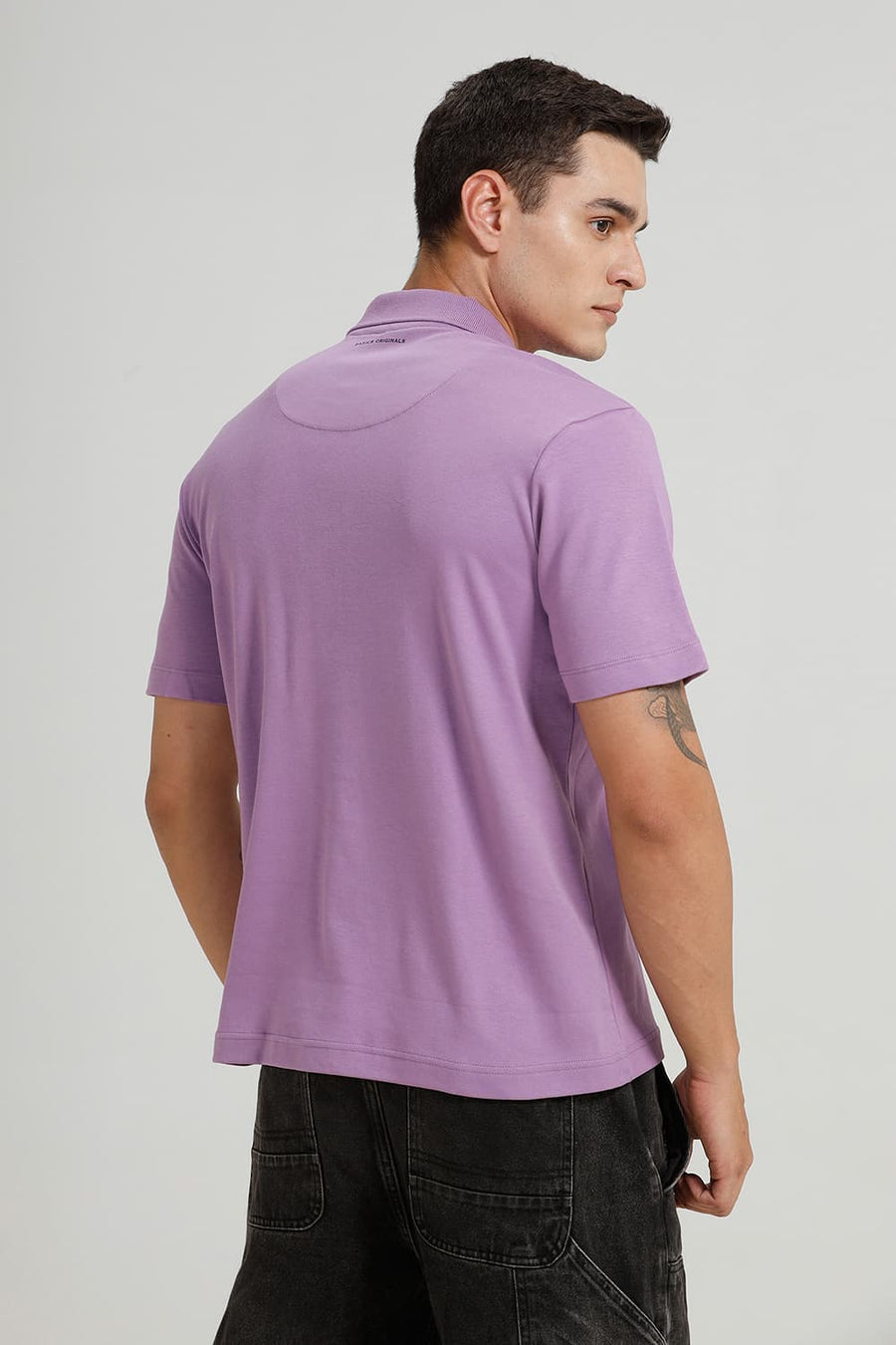 BASICS RELAXED FIT REGAL ORCHID COTTON POLO T-SHIRT