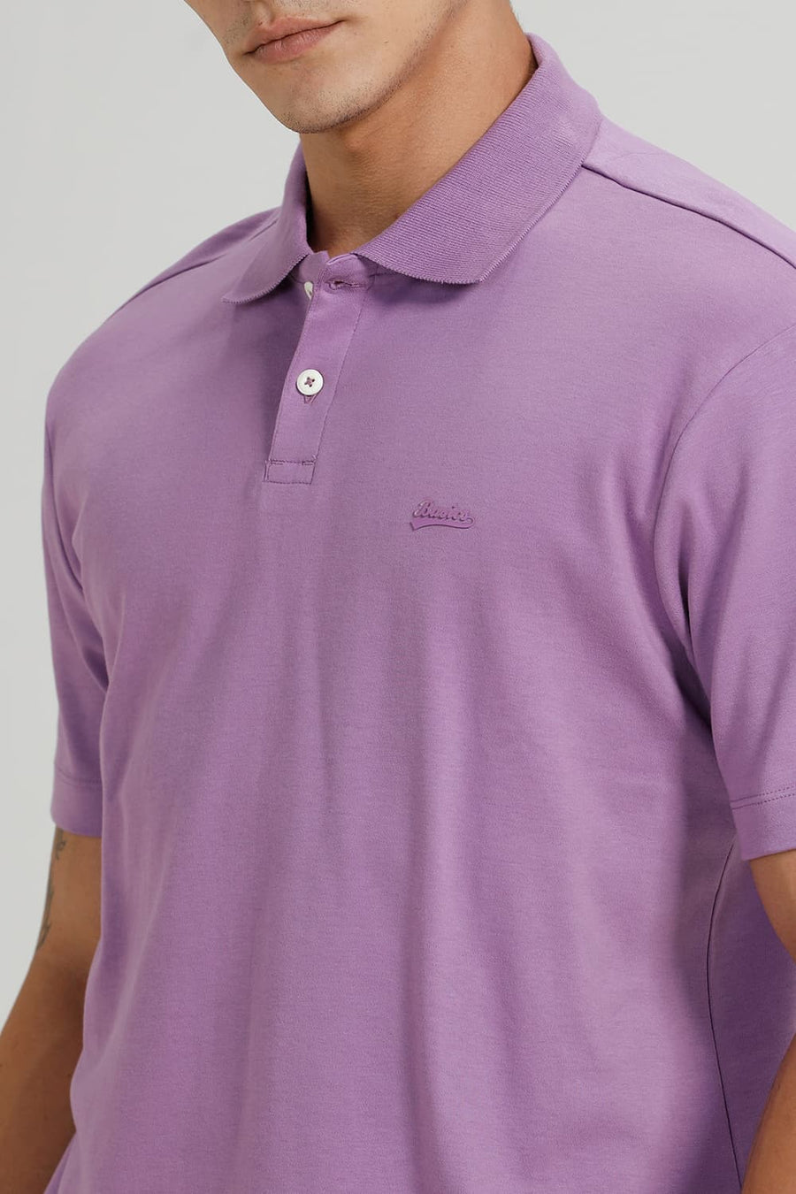 BASICS RELAXED FIT REGAL ORCHID COTTON POLO T-SHIRT