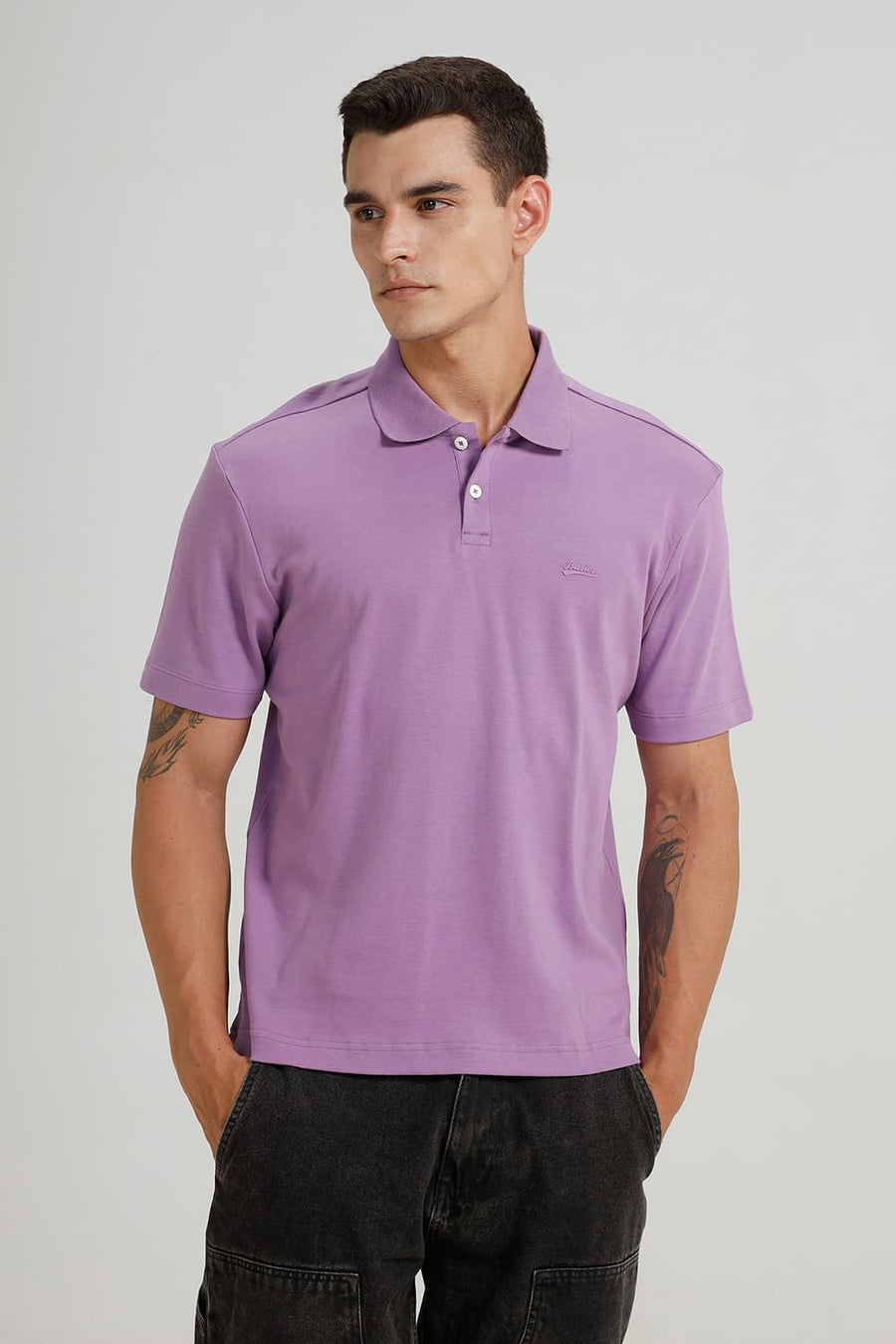 BASICS RELAXED FIT REGAL ORCHID COTTON POLO T-SHIRT