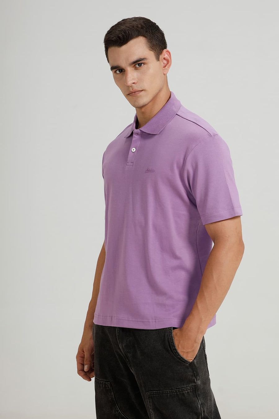 BASICS RELAXED FIT REGAL ORCHID COTTON POLO T-SHIRT