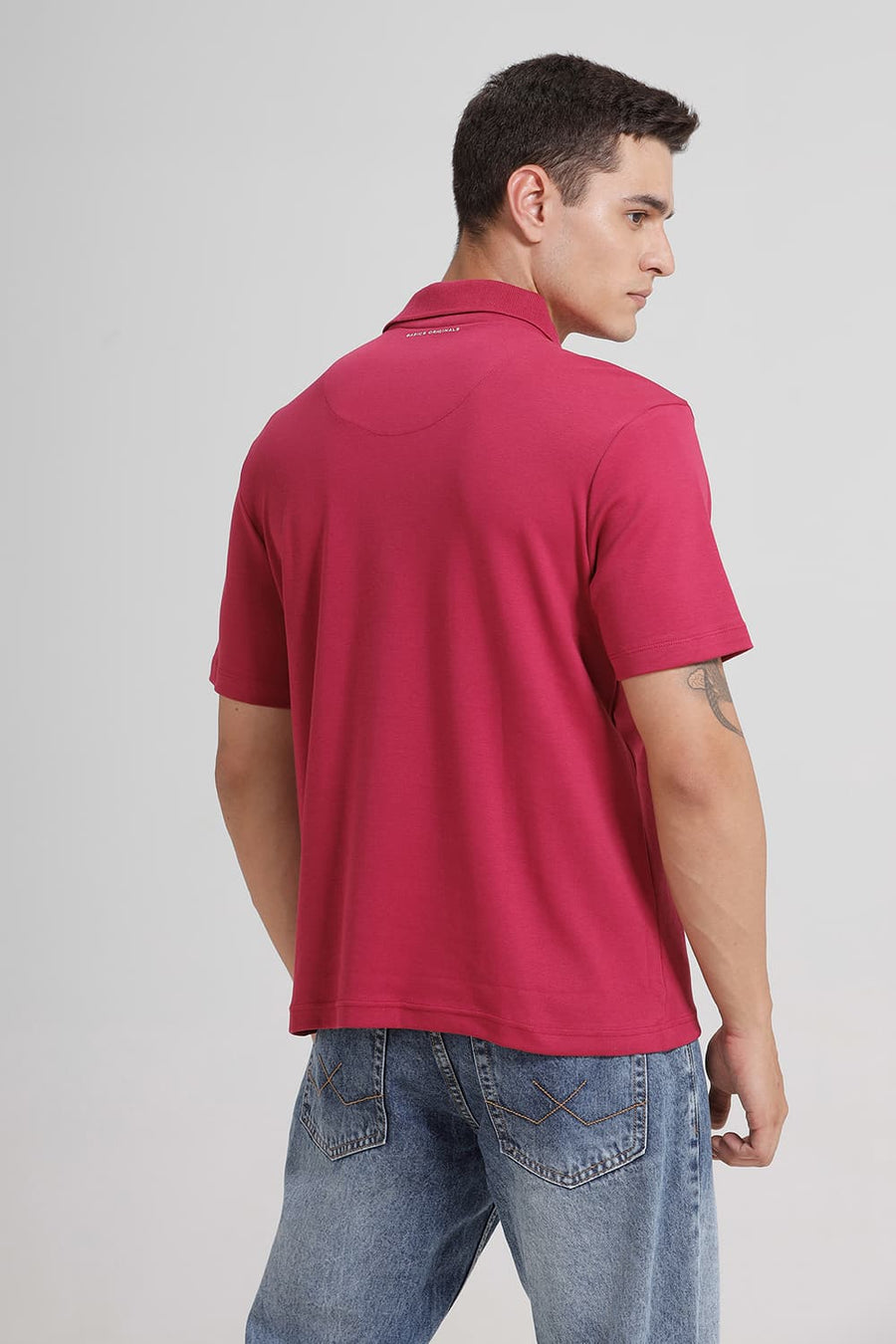 BASICS RELAXED FIT ANEMONE COTTON POLO T-SHIRT
