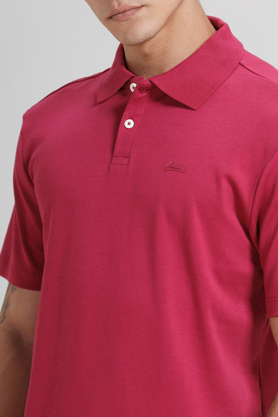 BASICS RELAXED FIT ANEMONE COTTON POLO T-SHIRT