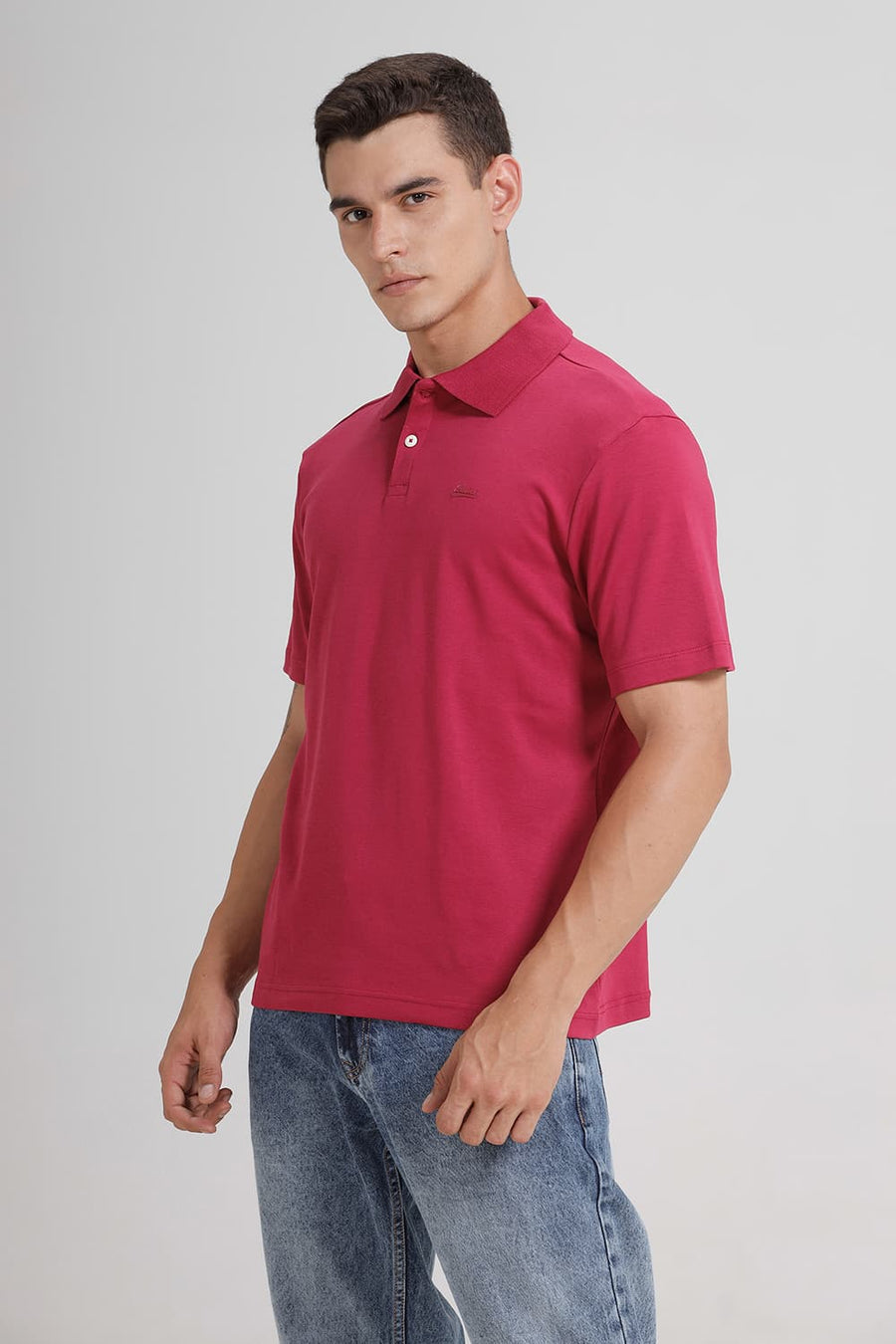 BASICS RELAXED FIT ANEMONE COTTON POLO T-SHIRT