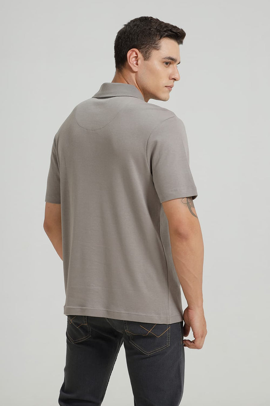 BASICS RELAXED FIT SILENT STORM COTTON POLO T-SHIRT