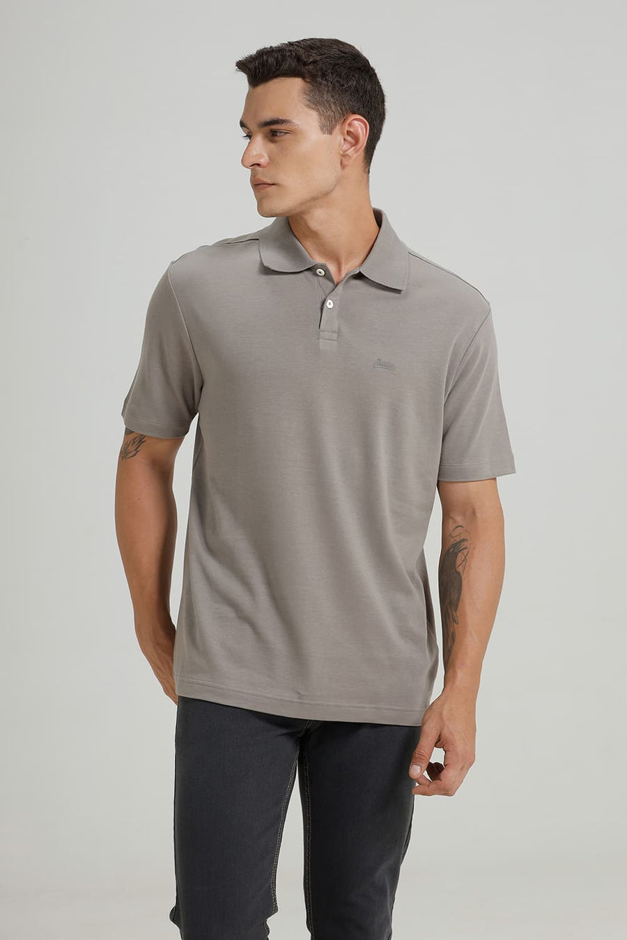 BASICS RELAXED FIT SILENT STORM COTTON POLO T-SHIRT