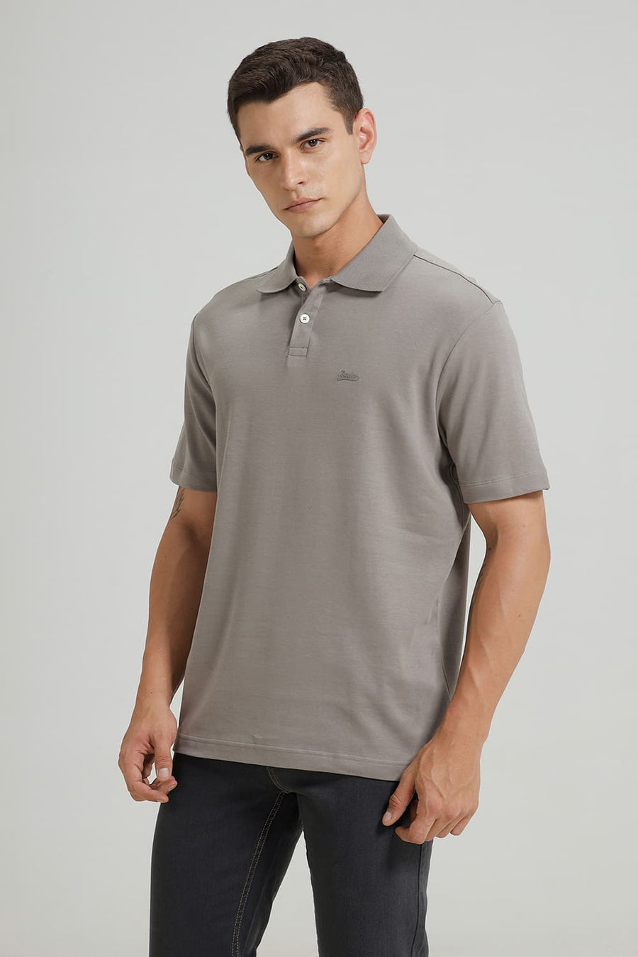 BASICS RELAXED FIT SILENT STORM COTTON POLO T-SHIRT
