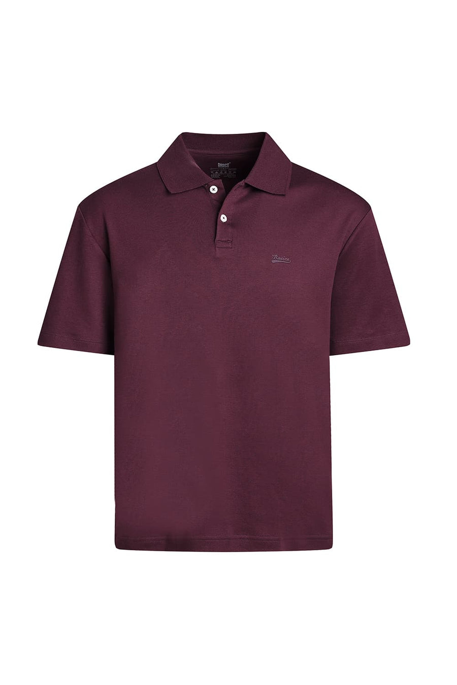 BASICS RELAXED FIT PLUM PURPLE COTTON POLO T-SHIRT