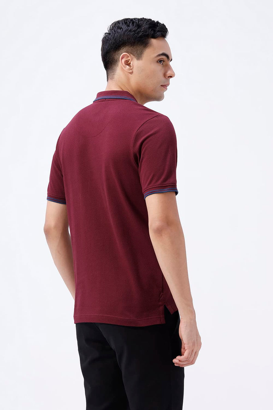 BASICS REGULAR FIT TAWNY PORT COTTON POLO T-SHIRT