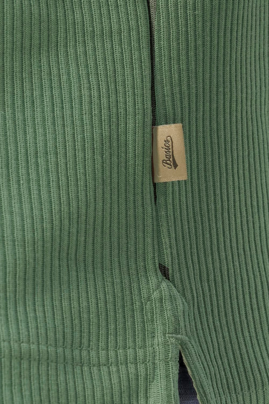 BASICS REGULAR FIT OLIVINE COTTON JOHNNY COLLAR POLO T-SHIRT