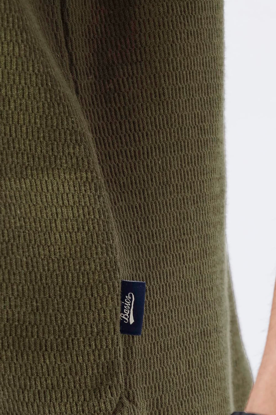 BASICS REGULAR FIT OIL GREEN COTTON JOHNNY COLLAR POLO T-SHIRT