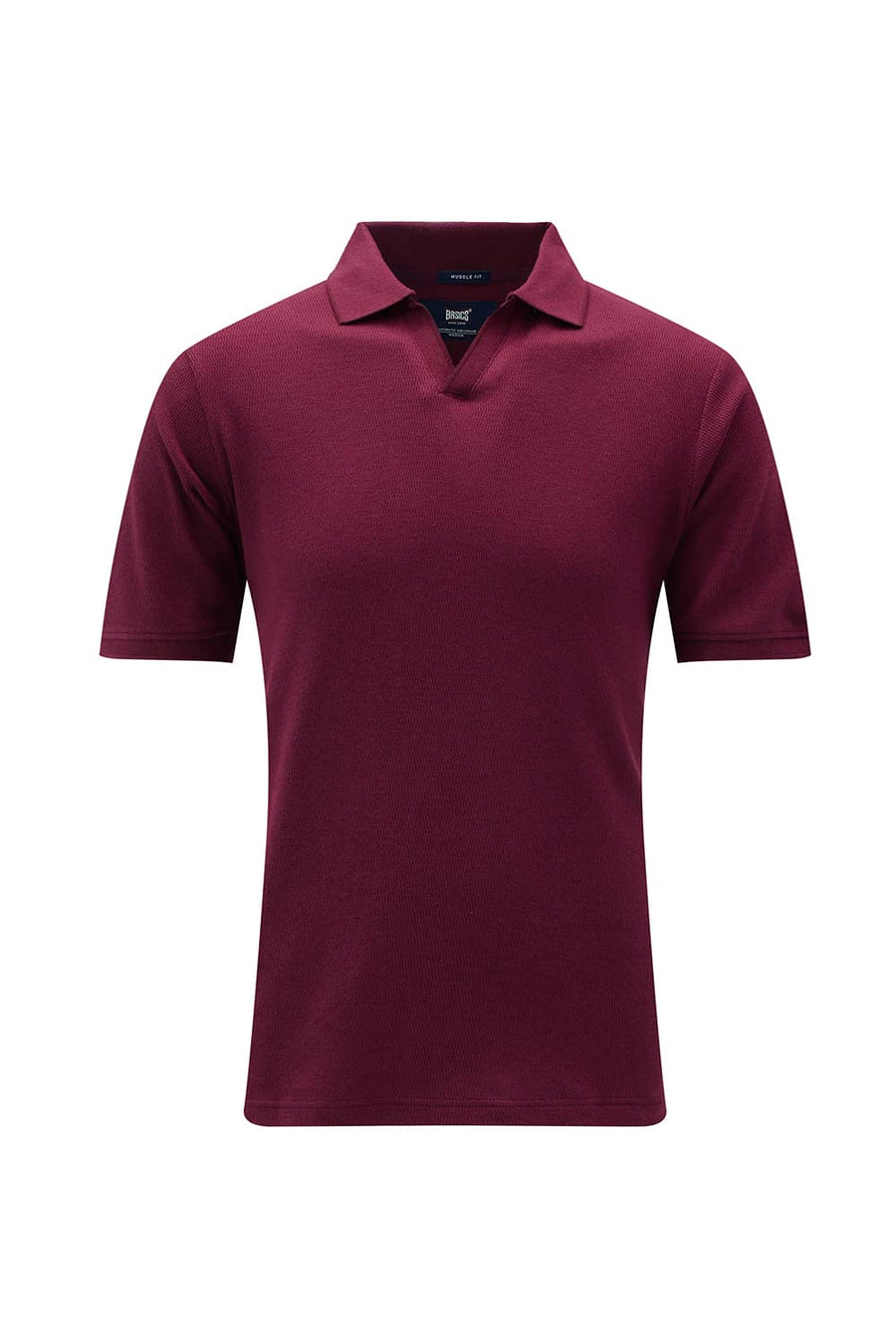 BASICS REGULAR FIT MAUVE WINE COTTON JOHNNY COLLAR POLO T-SHIRT