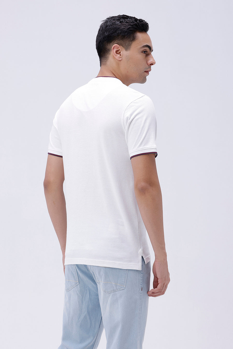 BASICS REGULAR FIT BRIGHT WHITE COTTON POLO T-SHIRT