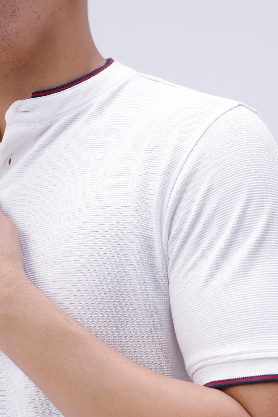 BASICS REGULAR FIT BRIGHT WHITE COTTON POLO T-SHIRT