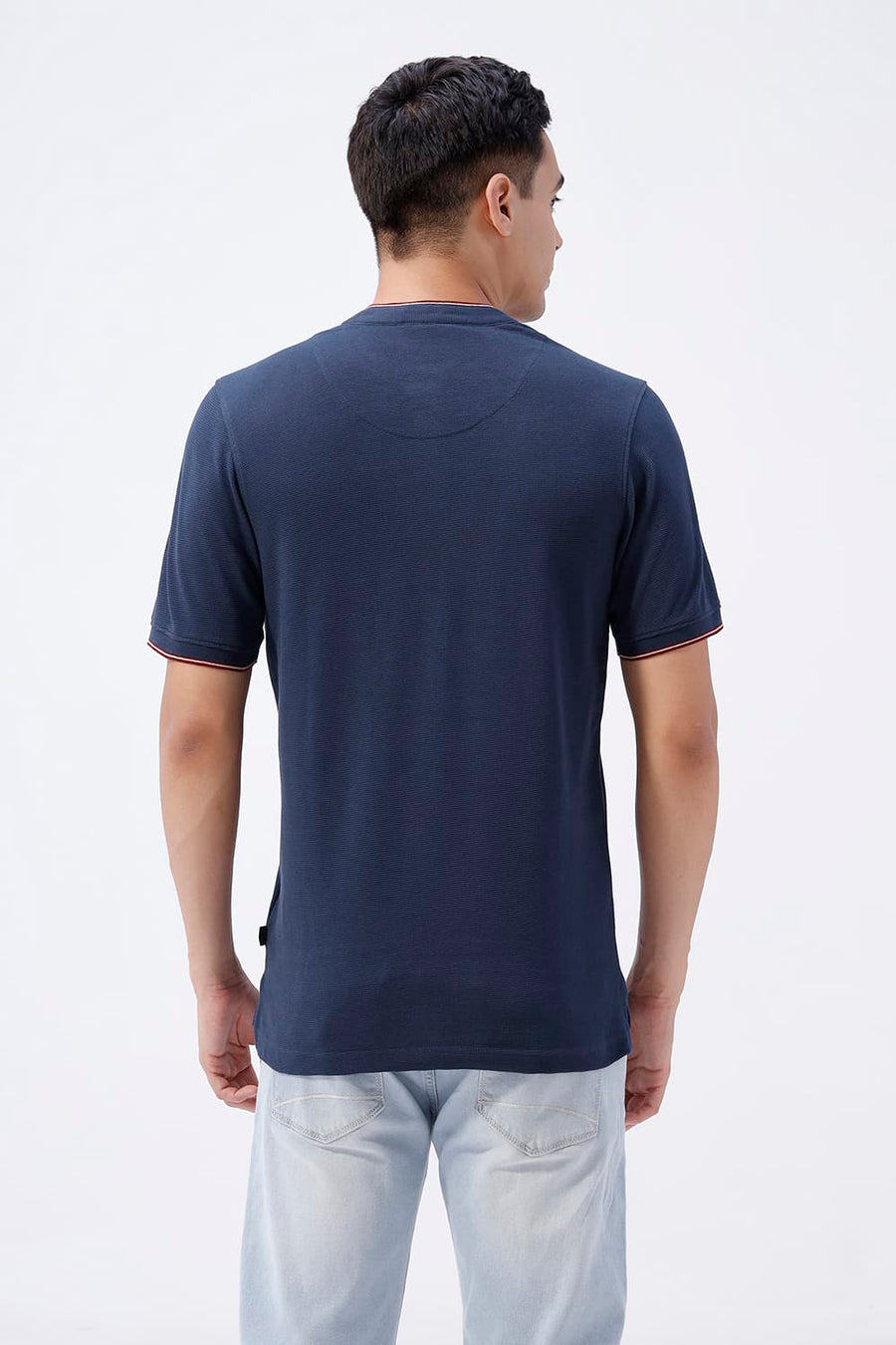 BASICS REGULAR FIT DRESS BLUES COTTON POLO T-SHIRT