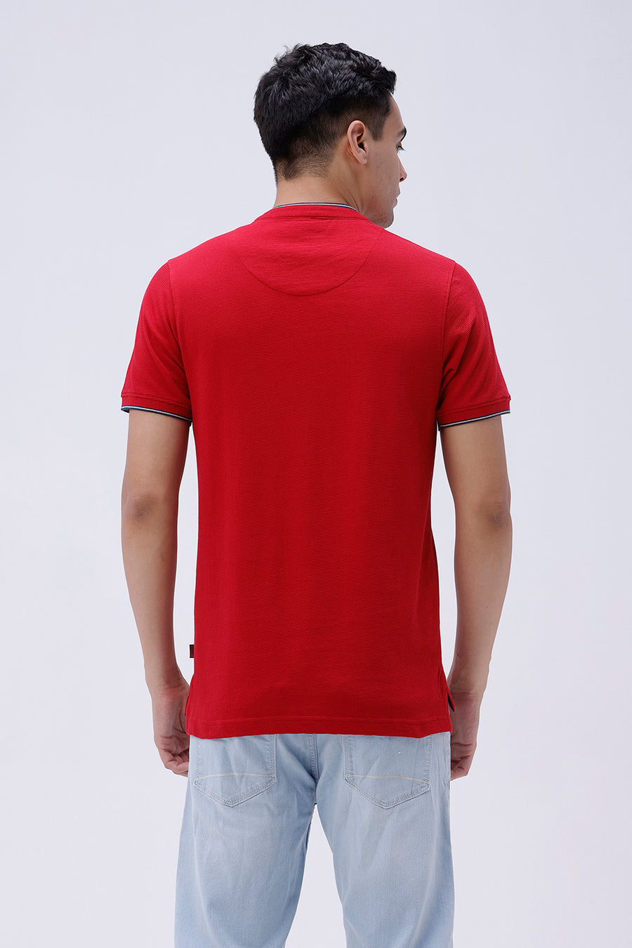 BASICS REGULAR FIT DRESS BLUES COTTON POLO T-SHIRT