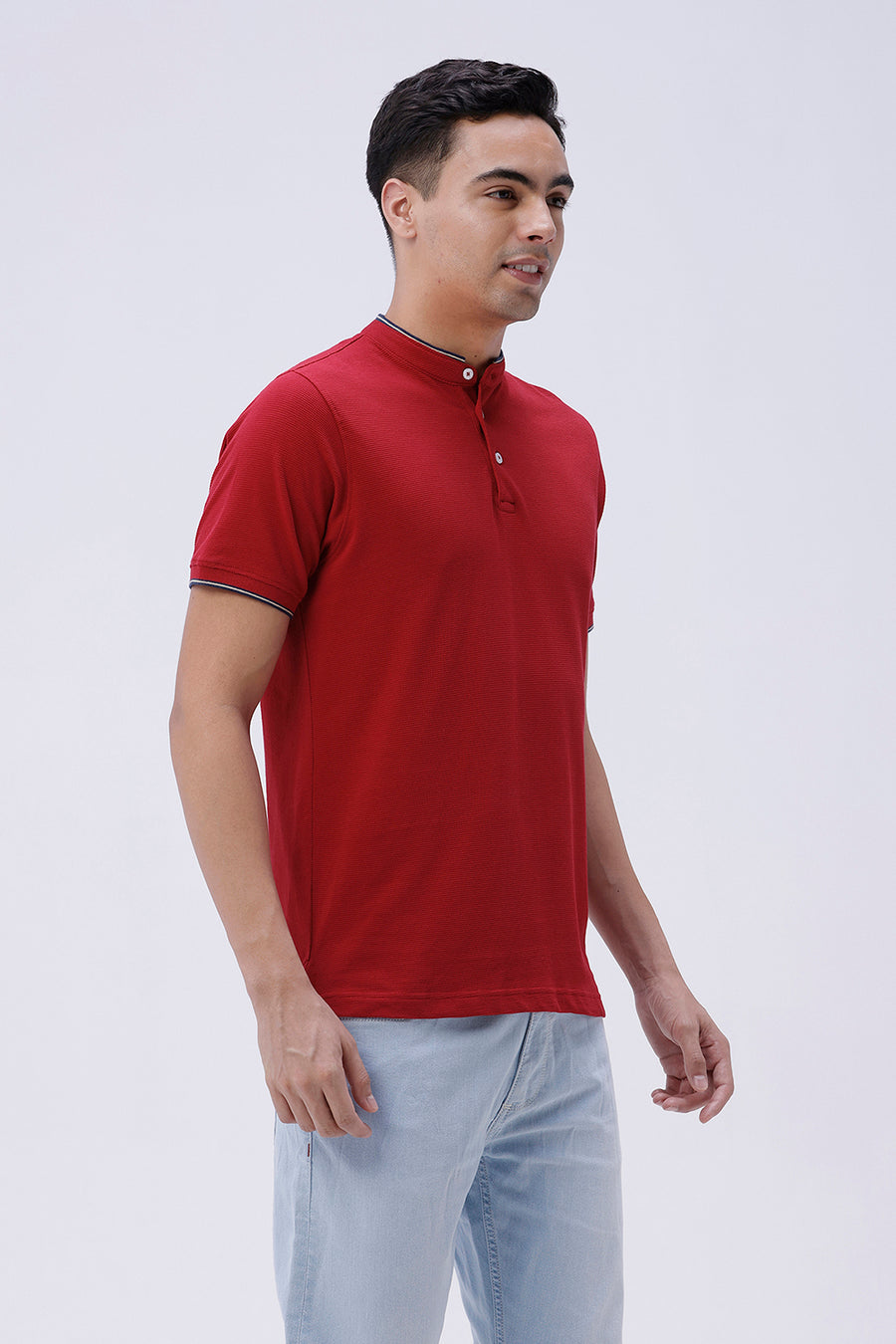 BASICS REGULAR FIT DRESS BLUES COTTON POLO T-SHIRT