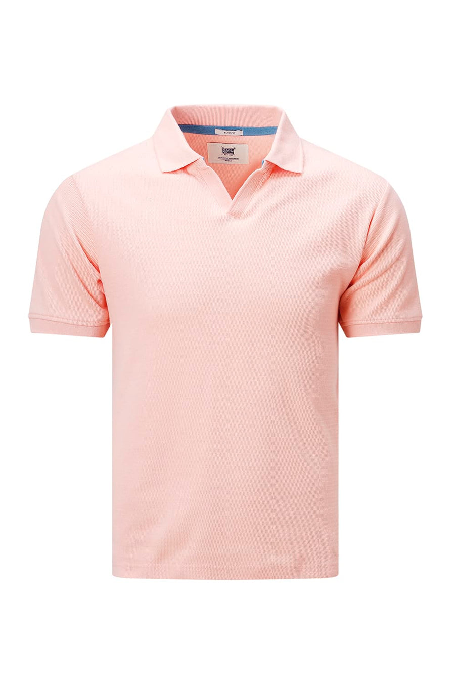 BASICS REGULAR FIT PEACH PALAZZO COTTON JOHNNY POLO T-SHIRT