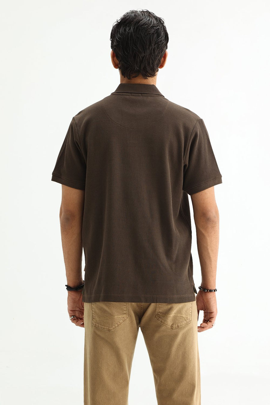 BASICS REGULAR FIT WERN COTTON JOHNNY POLO T-SHIRT