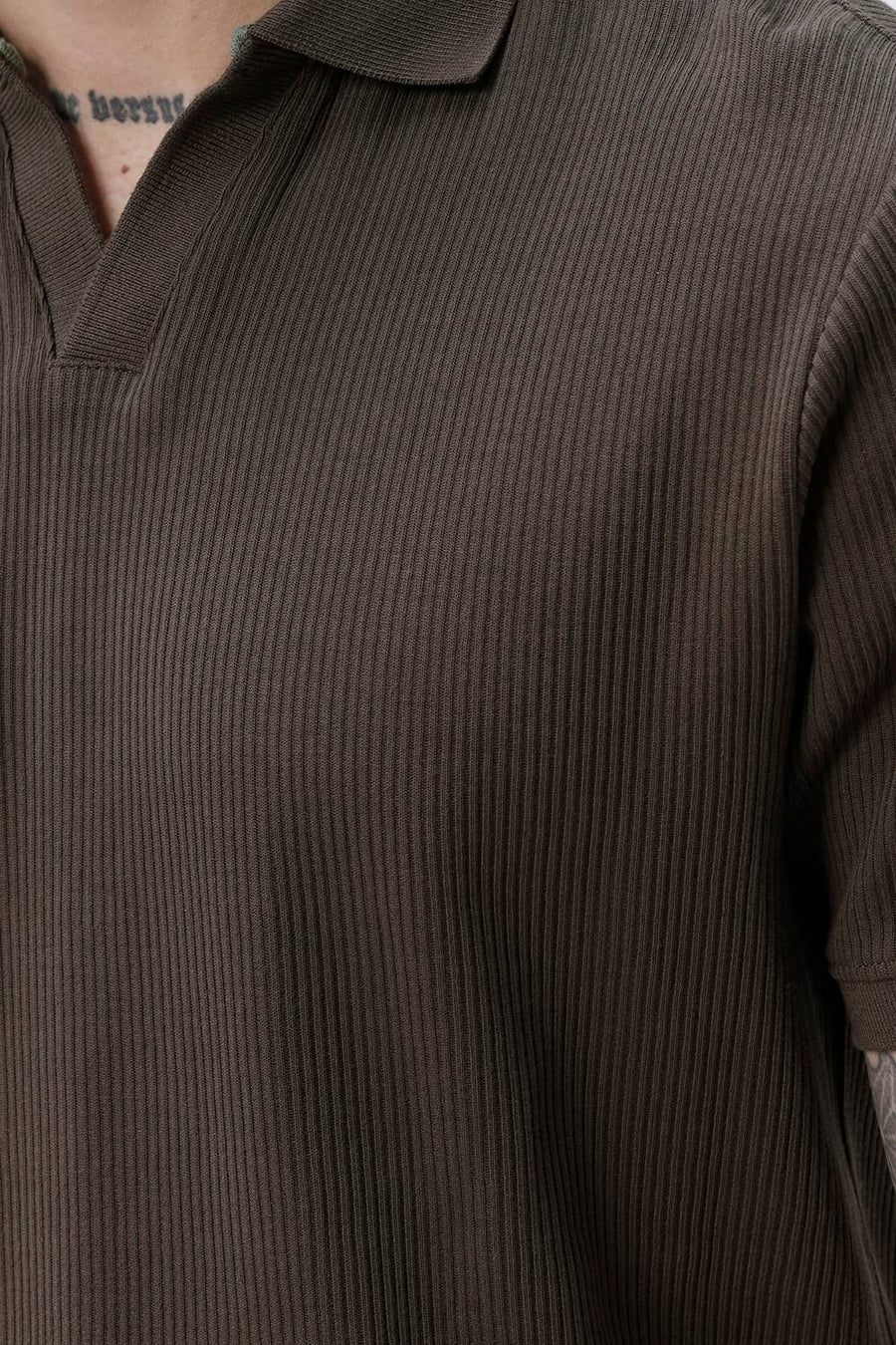 BASICS REGULAR FIT WERN COTTON JOHNNY POLO T-SHIRT