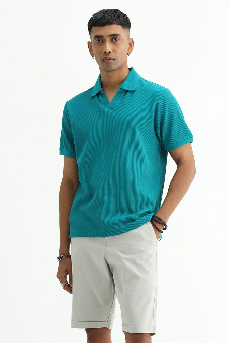 BASICS REGULAR FIT KAYAKING COTTON JOHNNY POLO T-SHIRT