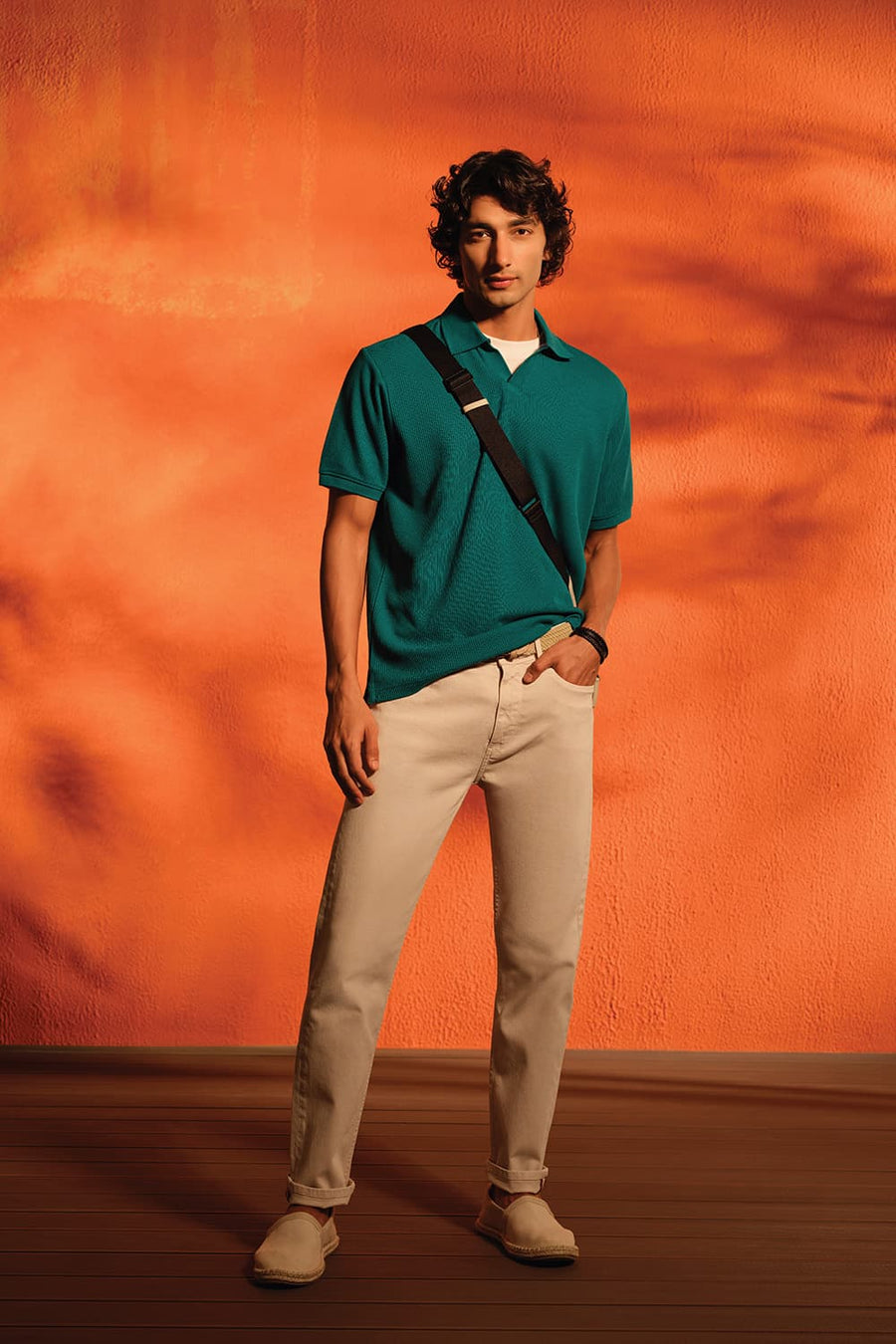 Basics Regular Fit Kayaking Cotton Johnny Polo T-Shirt