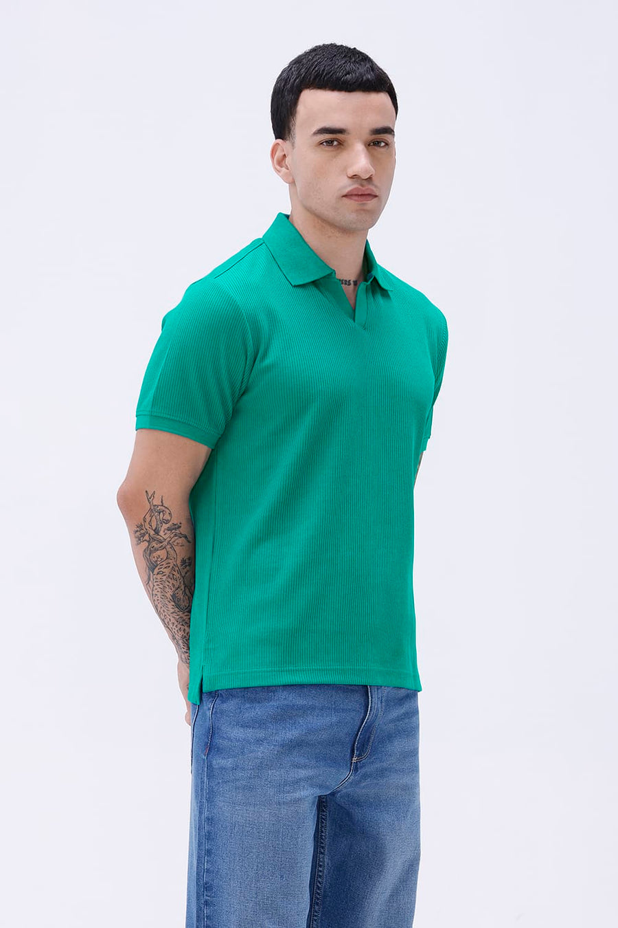BASICS REGULAR FIT KAYAKING COTTON JOHNNY POLO T-SHIRT