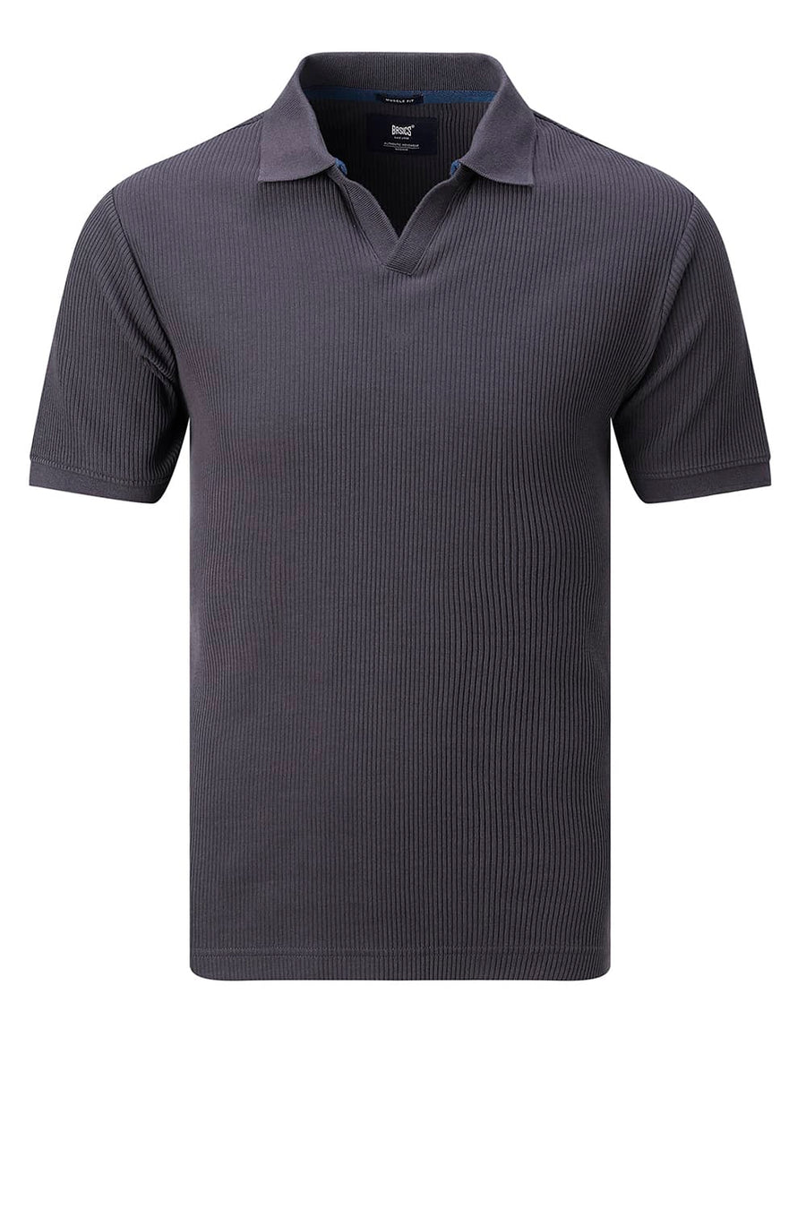 BASICS REGULAR FIT BLACK SEA COTTON JOHNNY POLO T-SHIRT
