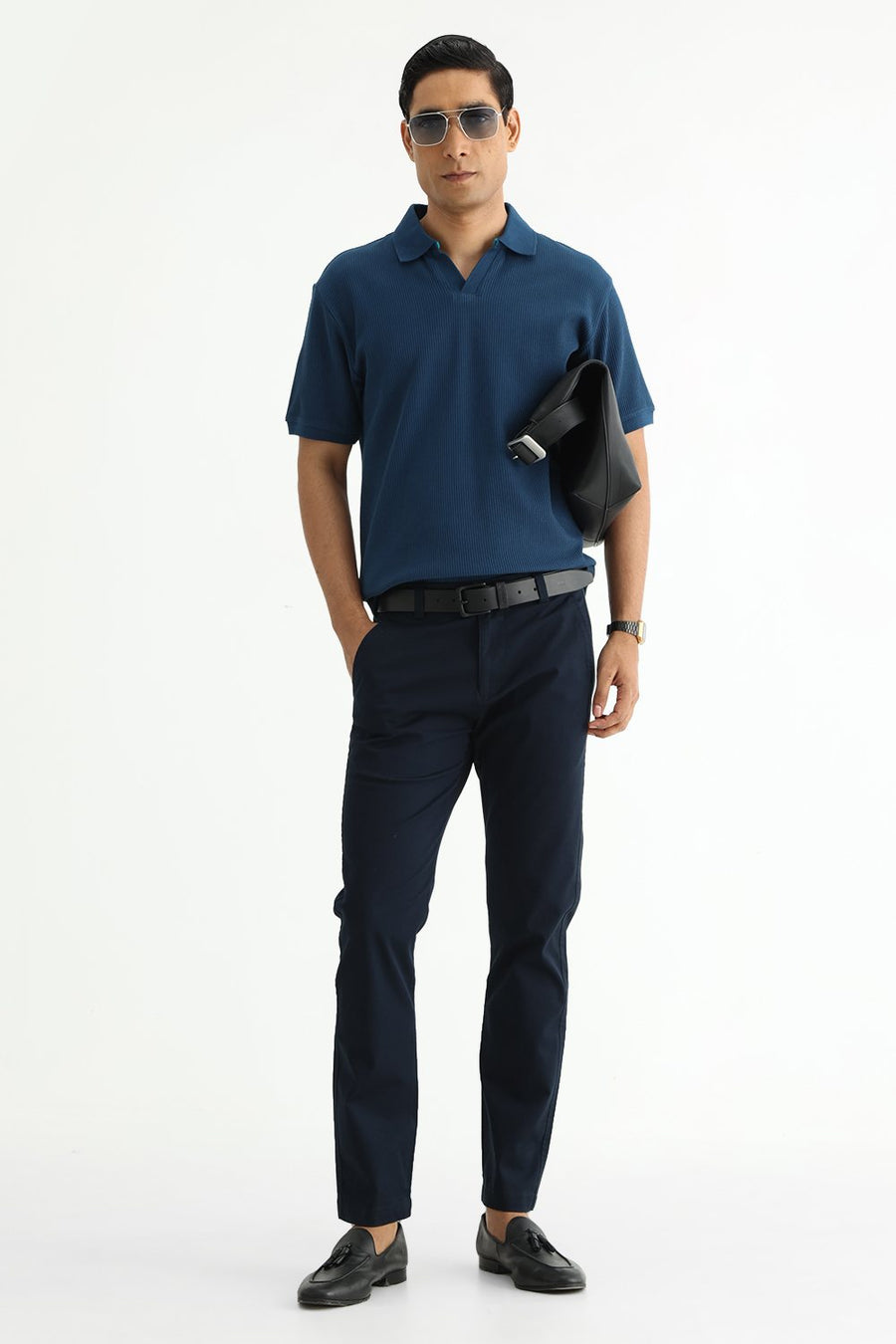 BASICS REGULAR FIT TITAN COTTON JOHNNY POLO T-SHIRT
