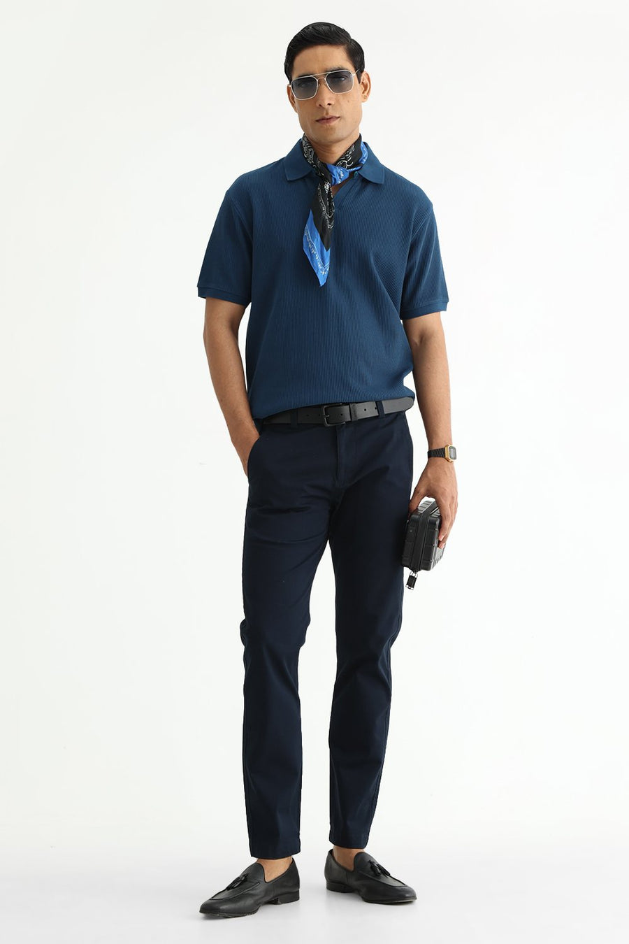 BASICS REGULAR FIT TITAN COTTON JOHNNY POLO T-SHIRT