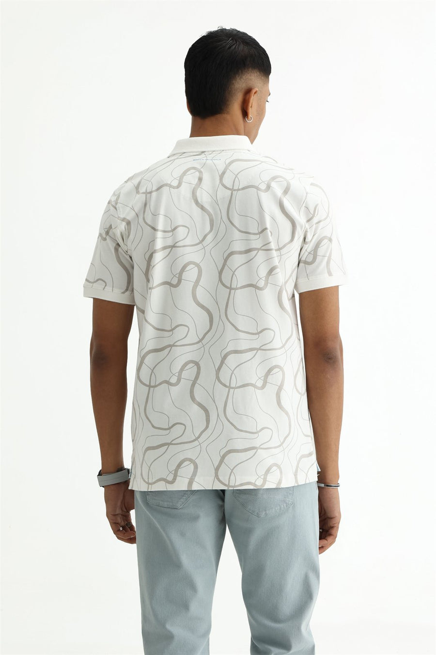 BASICS REGULAR FIT BRIGHT WHITE COTTON STRETCH POLO T-SHIRT