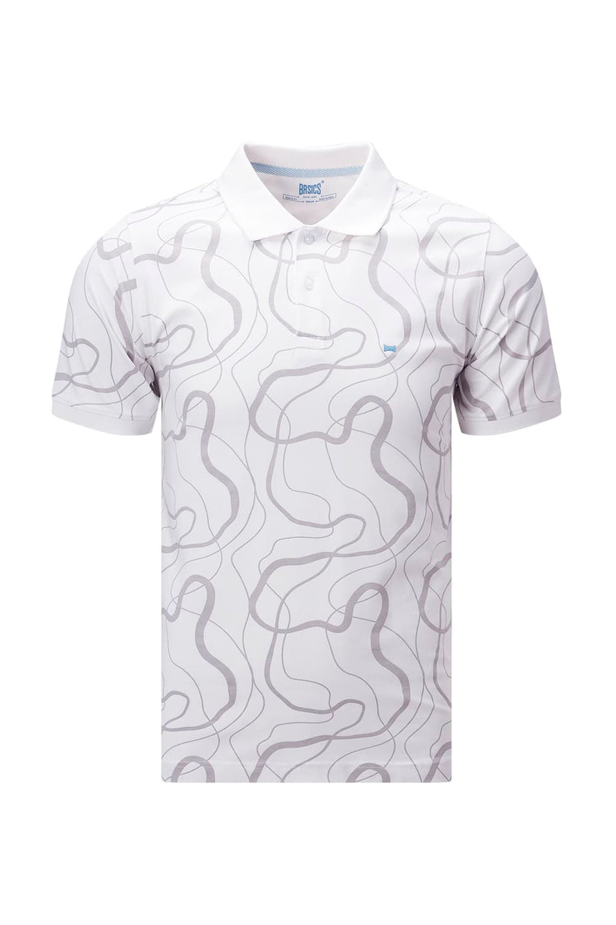 BASICS REGULAR FIT BRIGHT WHITE COTTON STRETCH POLO T-SHIRT