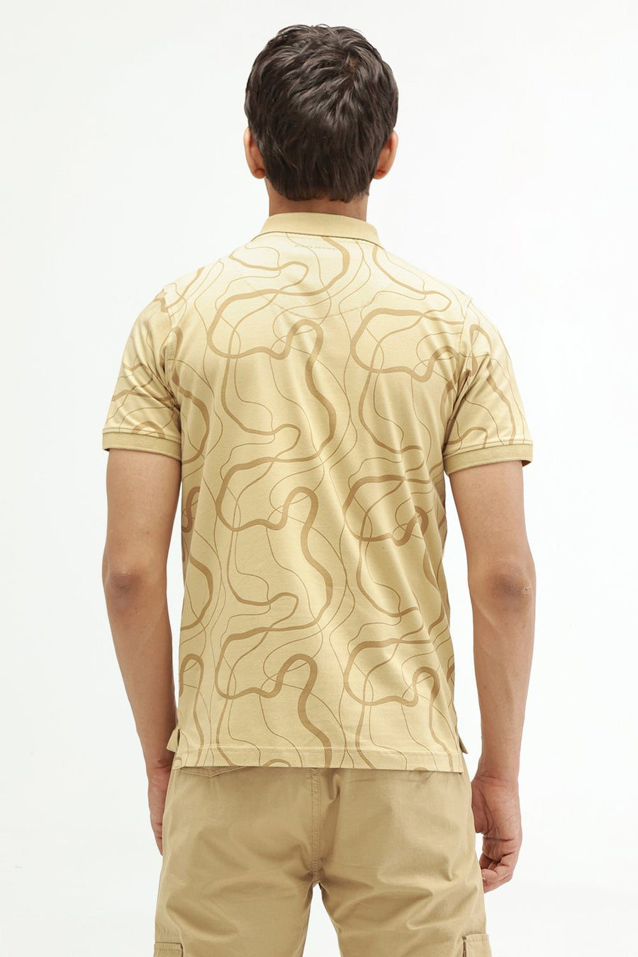 BASICS REGULAR FIT TAOS TAUPE COTTON STRETCH POLO T-SHIRT