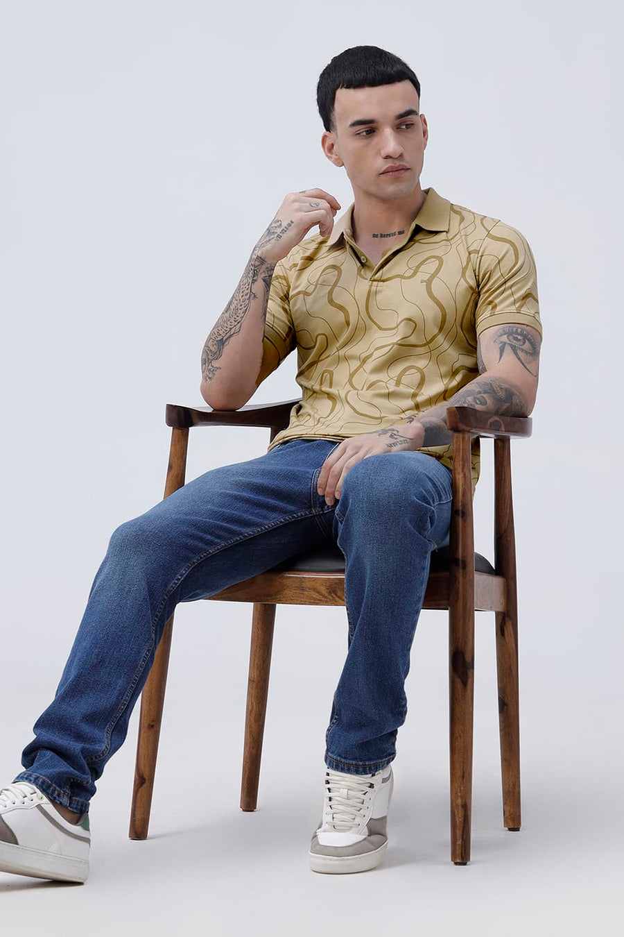 BASICS REGULAR FIT TAOS TAUPE COTTON STRETCH POLO T-SHIRT