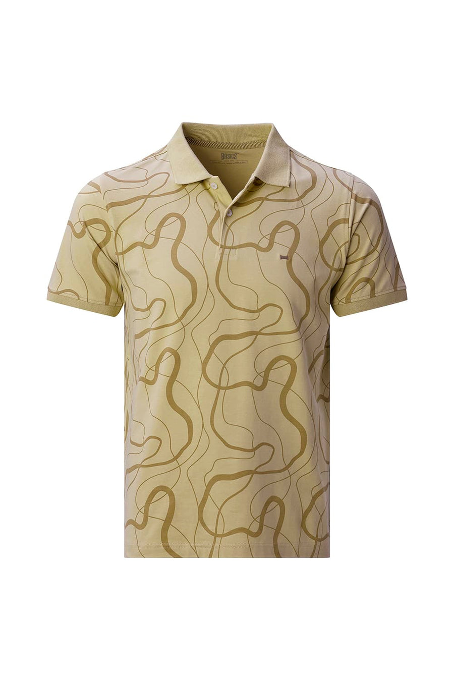 BASICS REGULAR FIT TAOS TAUPE COTTON STRETCH POLO T-SHIRT