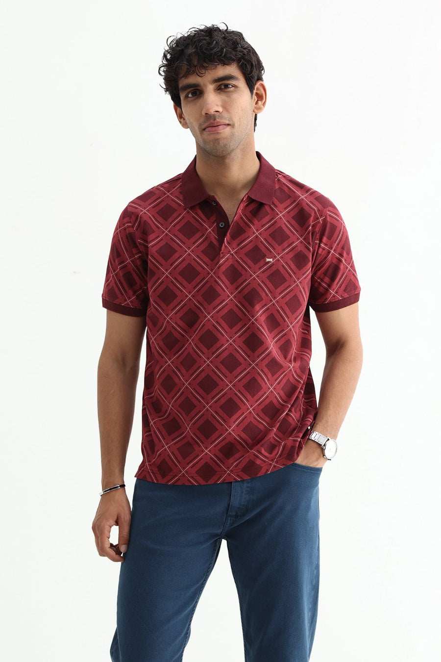 BASICS REGULAR FIT PORT ROYALE COTTON STRETCH POLO T-SHIRT