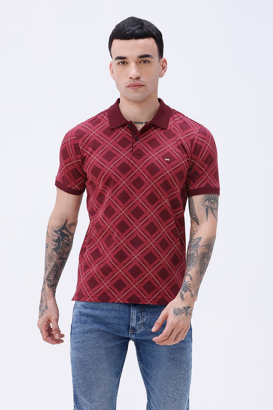 BASICS REGULAR FIT PORT ROYALE COTTON STRETCH POLO T-SHIRT