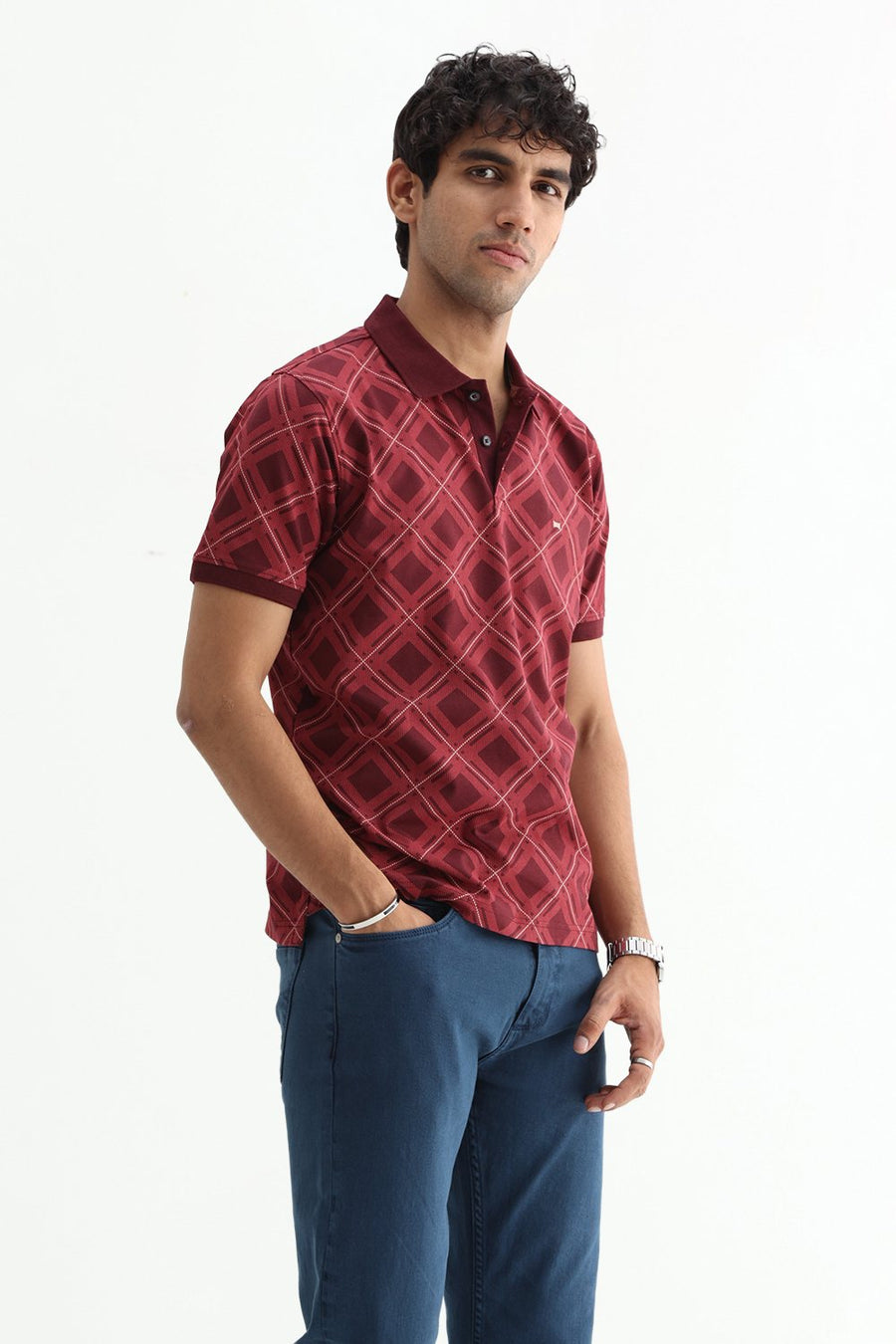BASICS REGULAR FIT PORT ROYALE COTTON STRETCH POLO T-SHIRT
