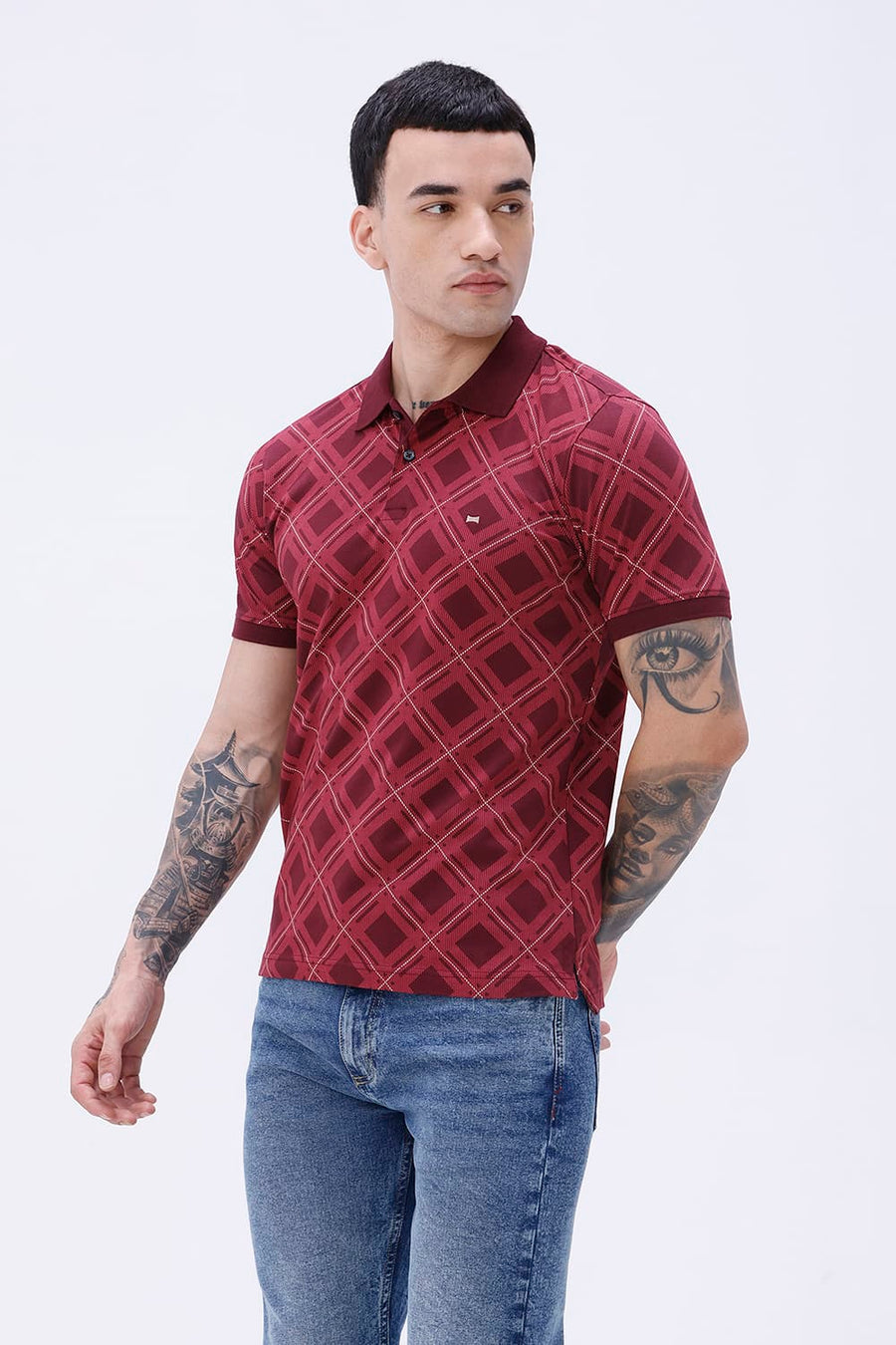 BASICS REGULAR FIT PORT ROYALE COTTON STRETCH POLO T-SHIRT