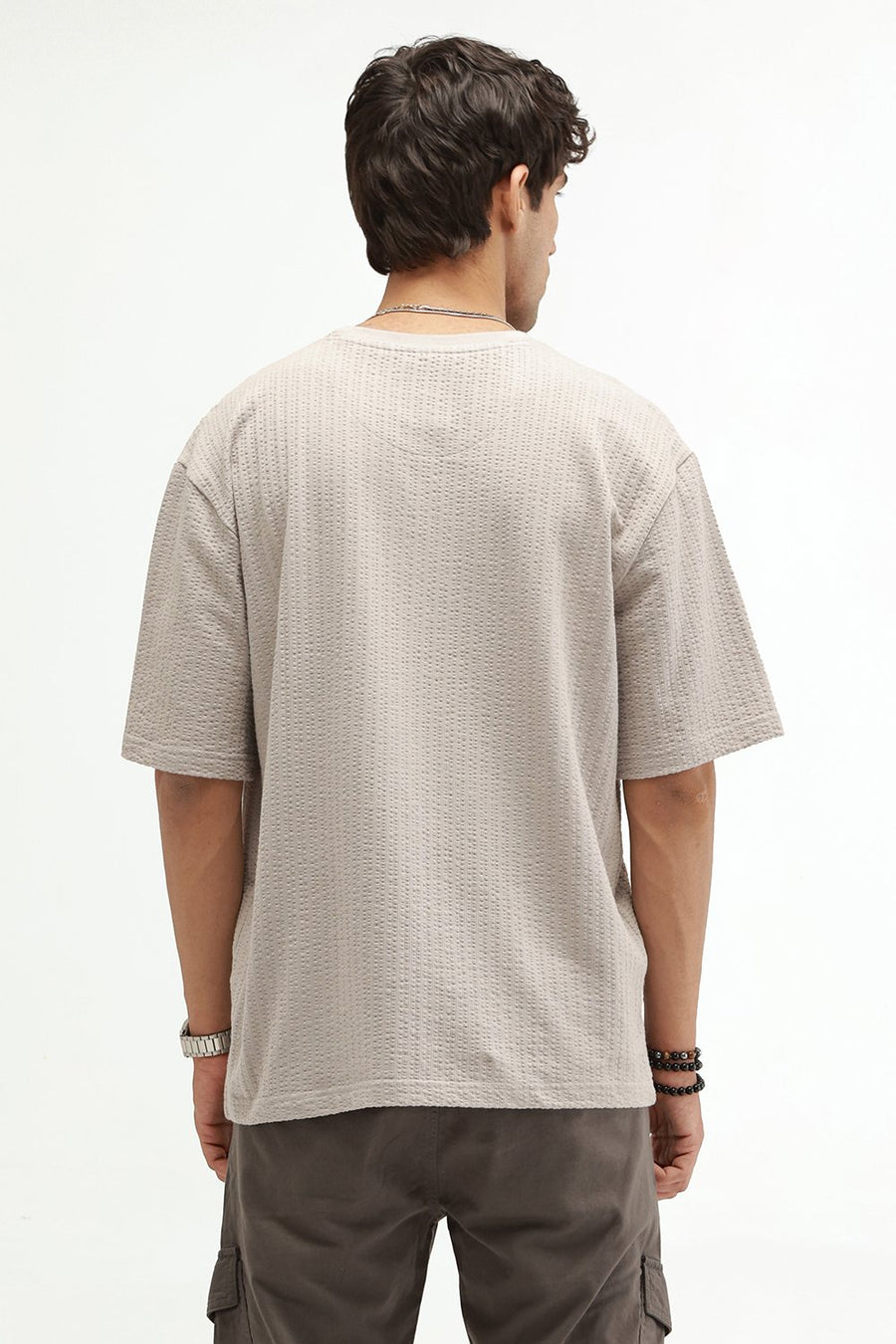 BASICS REGULAR FIT GRAY MORNING COTTON CREW T-SHIRT