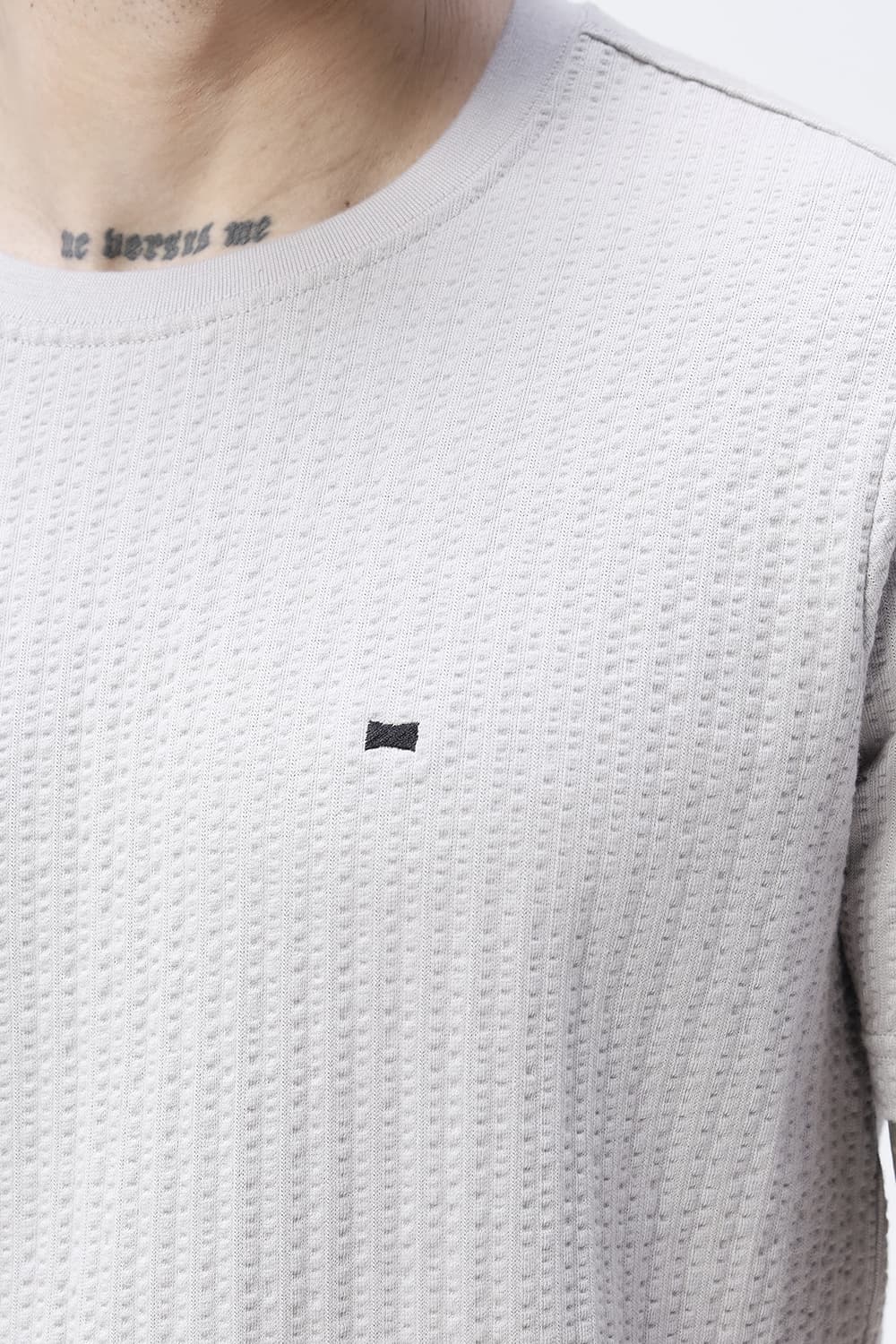 BASICS REGULAR FIT GRAY MORNING COTTON CREW T-SHIRT