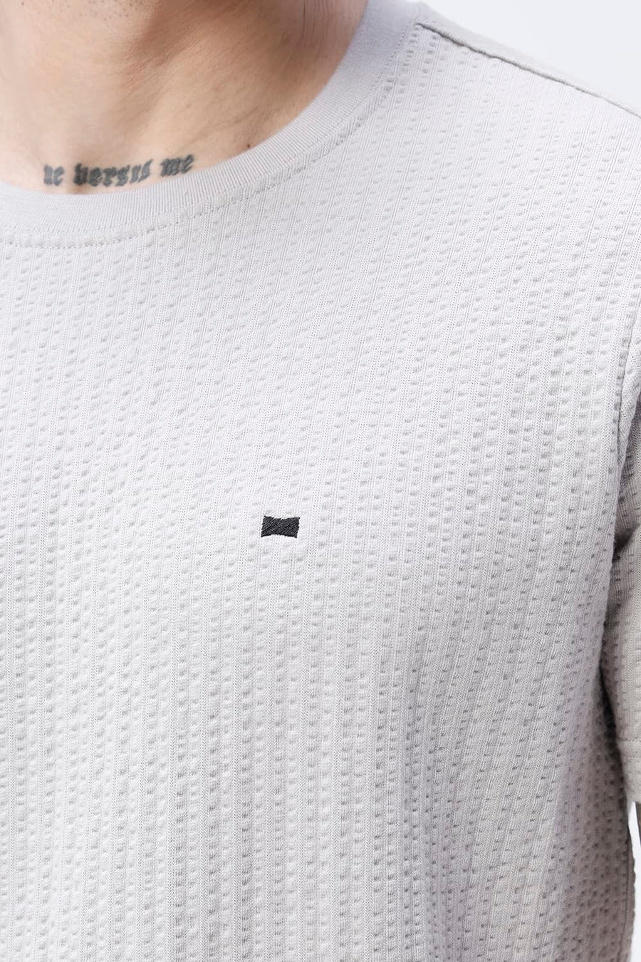 BASICS REGULAR FIT GRAY MORNING COTTON CREW T-SHIRT