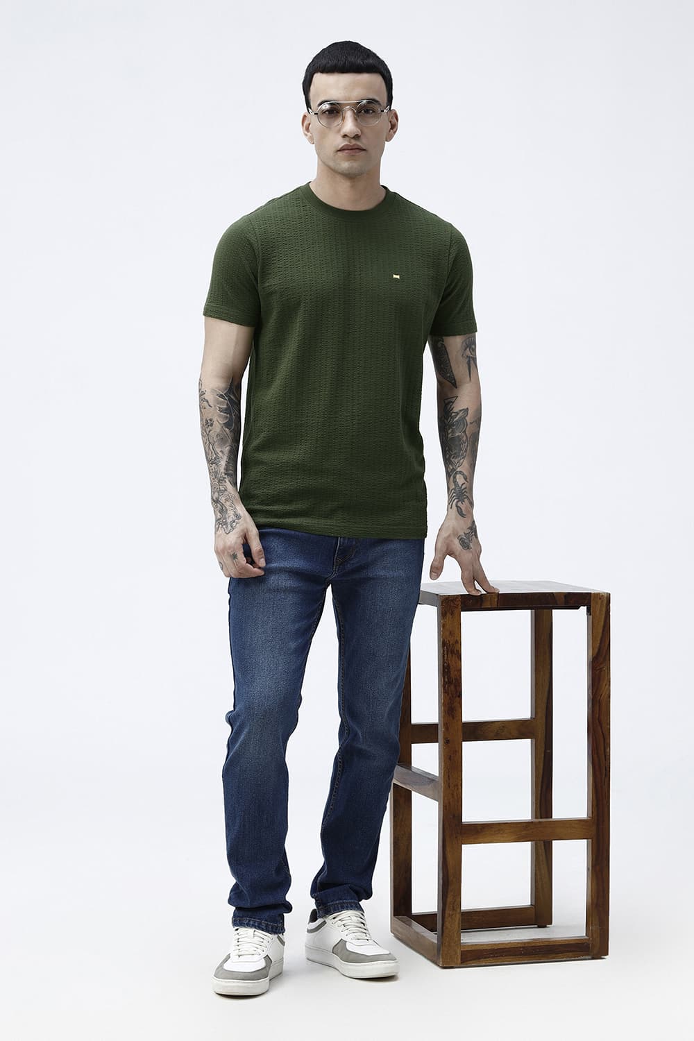 BASICS REGULAR FIT PONDEROSA PINE COTTON CREW T-SHIRT