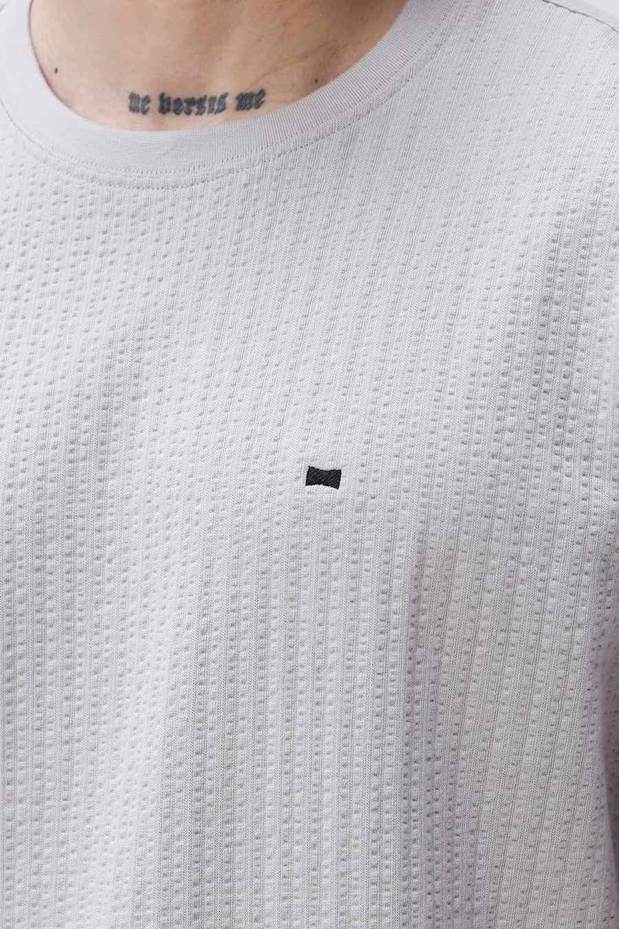 BASICS RELAXED FIT GRAY MORNING COTTON CREW T-SHIRT