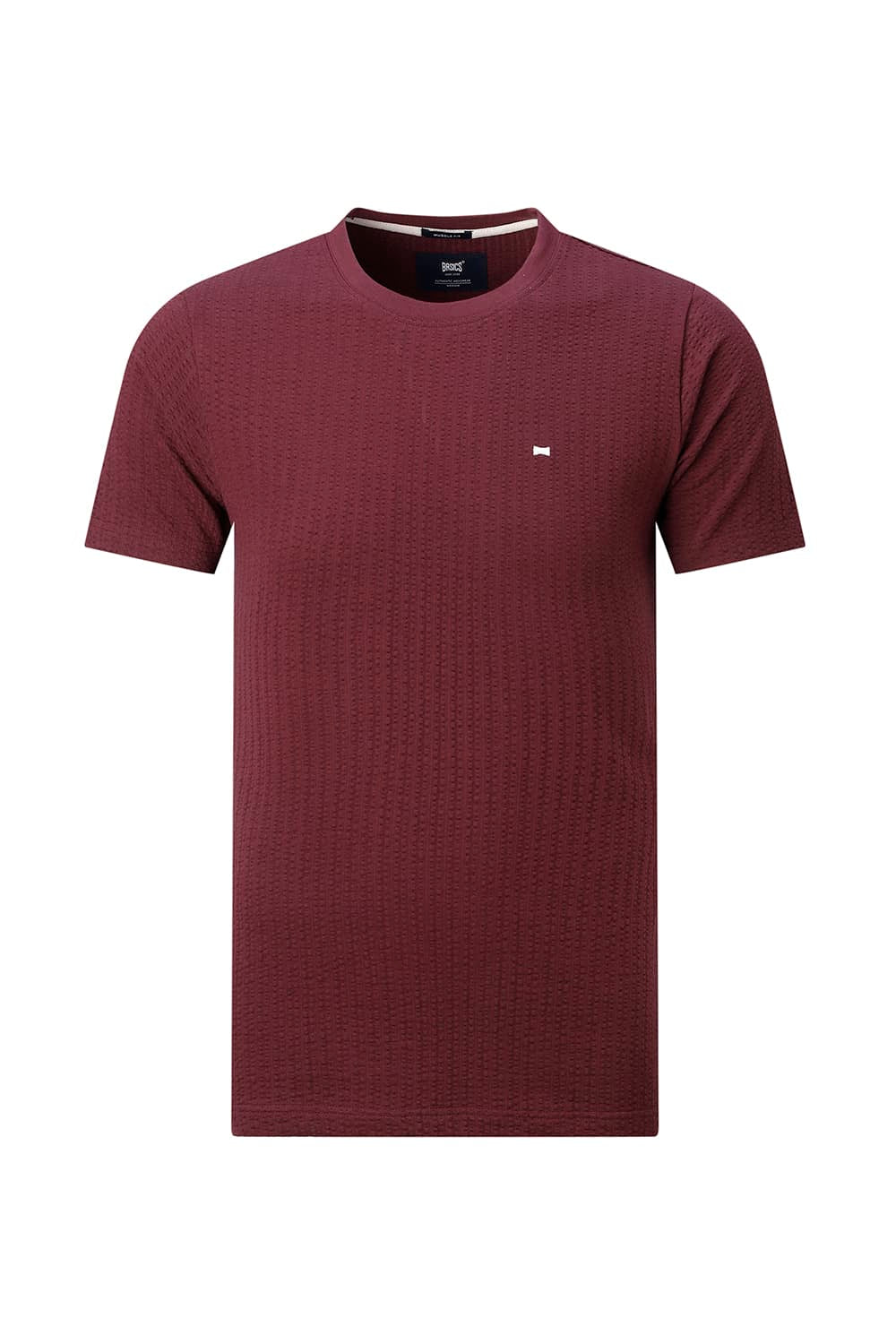 BASICS REGULAR FIT MAROON BANNER COTTON CREW T-SHIRT