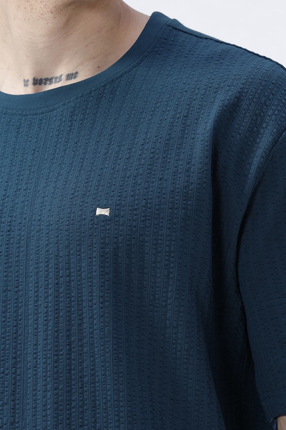 BASICS RELAXED FIT SAILOR BLUE COTTON CREW T-SHIRT