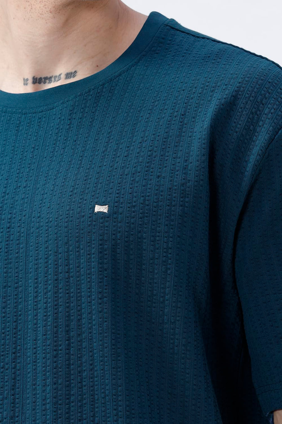 BASICS RELAXED FIT SAILOR BLUE COTTON CREW T-SHIRT