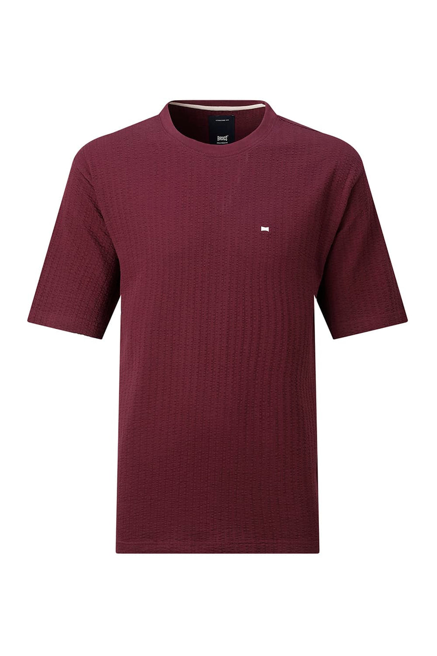 BASICS RELAXED FIT MAROON BANNER COTTON CREW T-SHIRT