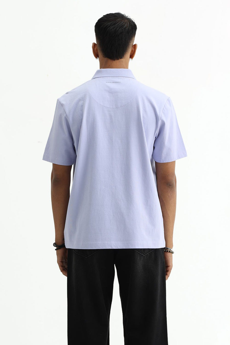 BASICS RELAXED FIT LAVENDER FIELDS COTTON POLO T-SHIRT